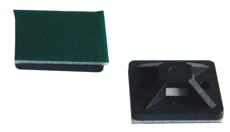 Uchwyt samoprzylepny/przykręcany do opasek 4stronny, czarny 25×25mm, d=3,5mm, PA6.6 TALP271 Tracon Electric