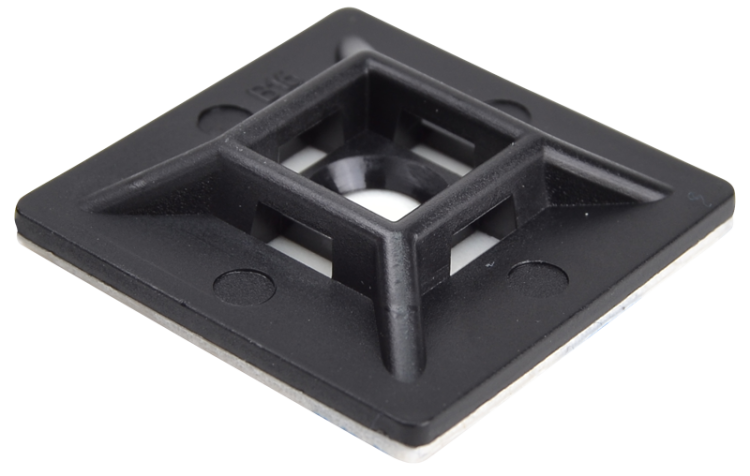 Uchwyt samoprzylepny/przykręcany do opasek 4stronny, czarny 28×28mm, d=5,7mm, PA6.6, 3M TALP281 Tracon Electric