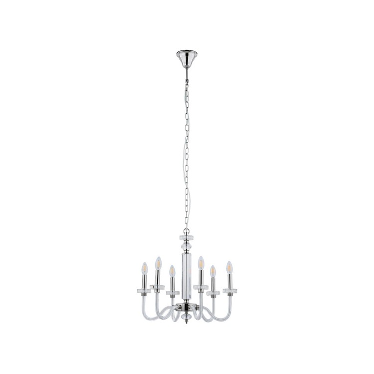 Lampa sufitowa wisząca żyrandol HAMPTON VI 8154 Zwis NOWODVORSKI Lighting E14 x6 oświetleniowa nowoczesna szklana szkło stal chrom na łańcuchu Inspiracje Premium
