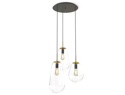 Lampa sufitowa wisząca Industrialna Loft PEAR III 7794 NOWODVORSKI Lighting oświetleniowa żyrandol 3xE27 nowoczesna szklana bańka gruszka ze złotym Premium