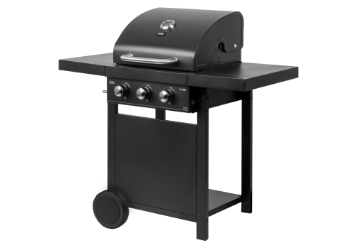 Grill ogrodowy gazowy prostokątny z pokrywą i termometrem BBQ 3000 TSA0081 Teesa 3 palniki barbeque na taras do ogrodu na działkę czarny