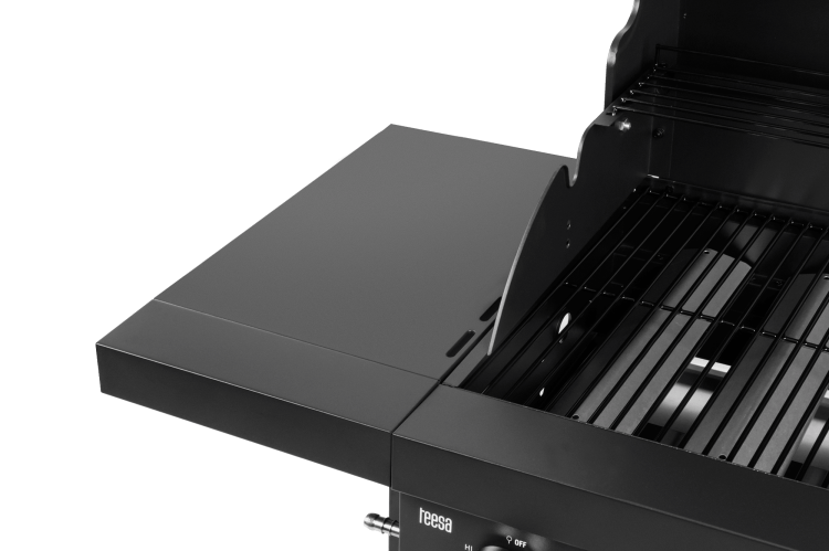 Grill ogrodowy gazowy prostokątny z pokrywą i termometrem BBQ 3000 TSA0081 Teesa 3 palniki barbeque na taras do ogrodu na działkę czarny