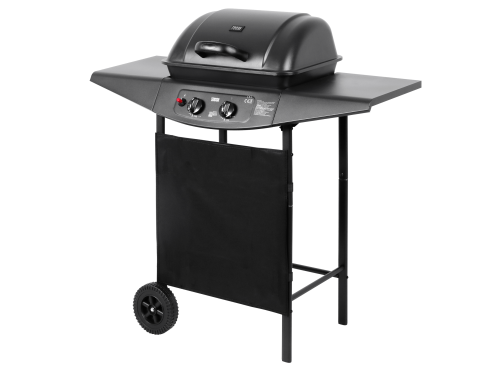 Grill ogrodowy gazowy prostokątny z pokrywą BBQ 2000 TSA0080 Teesa 2 palniki barbeque na taras do ogrodu na działkę czarny