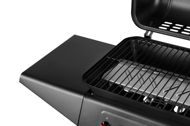 Grill ogrodowy gazowy prostokątny z pokrywą BBQ 2000 TSA0080 Teesa 2 palniki barbeque na taras do ogrodu na działkę czarny