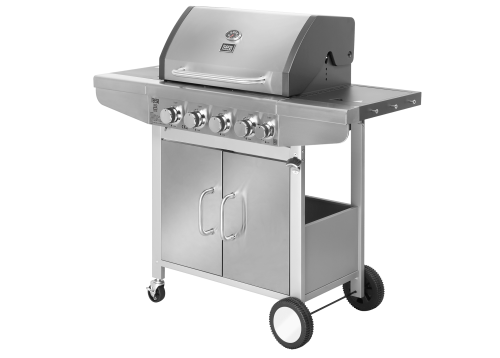 Grill ogrodowy gazowy prostokątny z pokrywą i termometrem BBQ 5000 Master TSA0096Q Teesa 5 palników barbeque na taras do ogrodu na działkę stalowy Stal nierdzewna