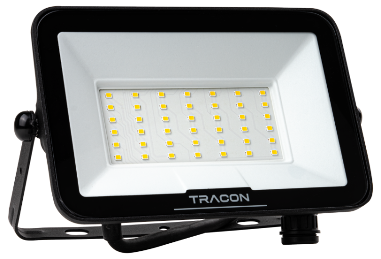Reflektor LED z układem SAMSUNG, z wejściem na czujnik ruchu 220-240V AC, 30W, 4000K, IP54, 3000lm, EEI=F RSMDSU30W Tracon Electric