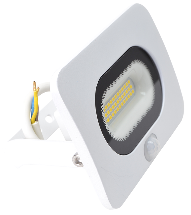 Reflektor SMD LED z czujnikiem ruchu, biały 20W, 4000K, IP65, 220-240V AC, 1600lm, 110°, 3-10m, EEI=G RSMDLFM20 Tracon Electric