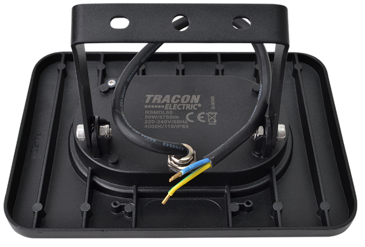 Reflektor SMD LED, czarny 220-240V AC, 50W, 4000K, IP65, 4000lm, EEI=G RSMDL50 Tracon Electric