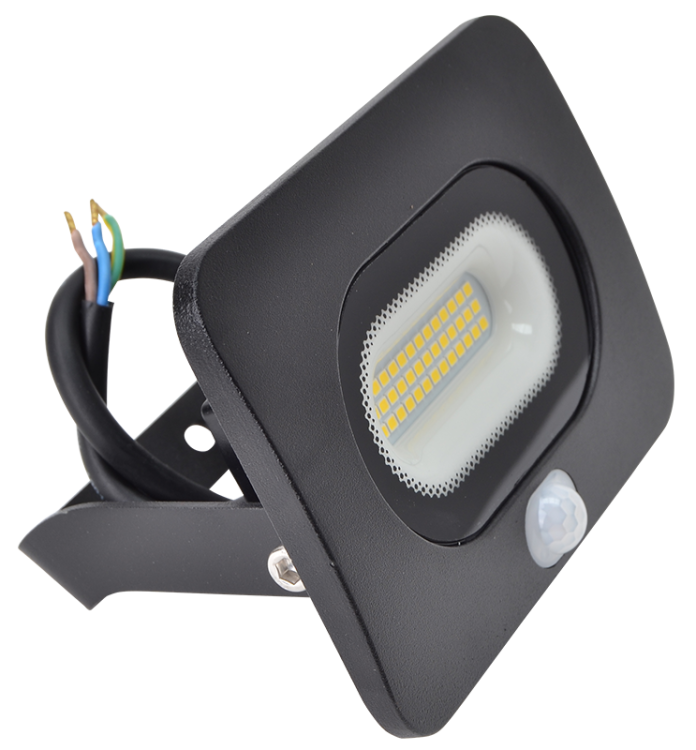 Reflektor SMD LED, czarny, z czujnikiem ruchu 220-240V AC, 20W, 4000K, IP65,1600lm, 110°, 3-10m, EEI=G RSMDLM20 Tracon Electric