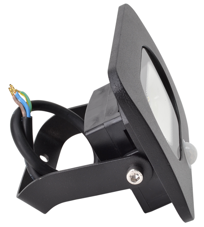 Reflektor SMD LED, czarny, z czujnikiem ruchu 220-240V AC, 20W, 4000K, IP65,1600lm, 110°, 3-10m, EEI=G RSMDLM20 Tracon Electric