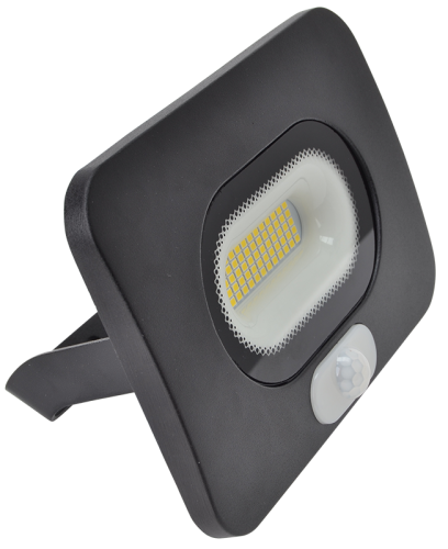 Reflektor SMD LED, czarny, z czujnikiem ruchu 30W, 4000K, IP65, 220-240V AC, 2700lm, 110°, 3-10m, EEI=F RSMDLM30 Tracon Electric