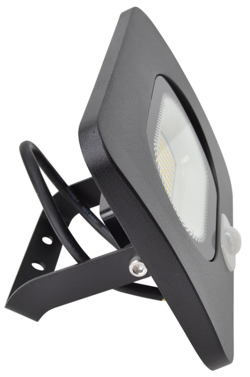 Reflektor SMD LED, czarny, z czujnikiem ruchu 220-240V AC, 50W, 4000K, IP65, 4000lm, 110°, 3-10m, EEI=G RSMDLM50 Tracon Electric