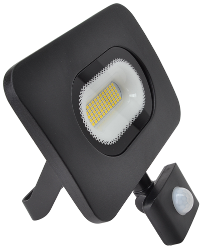 Reflektor SMD LED z czujnikiem ruchu, czarny 220-240V,30W,4000K,IP65,2700lm,,120°, 10s-7min, 3-10m, EEI=F RSMDLM30H Tracon Electric