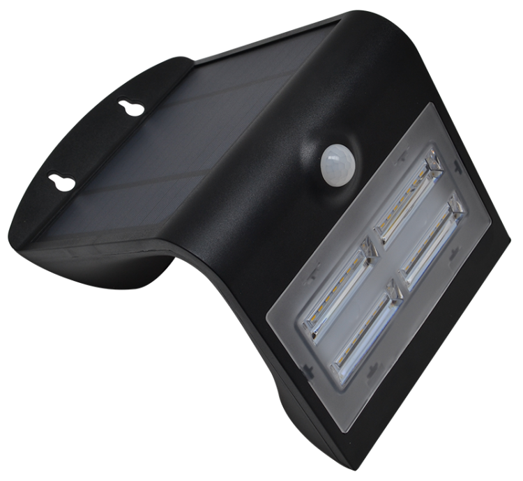 Solarna oprawa ścienna LED z czujnikiem ruchu, czarna 3,2 W, 4000 K, 400 lm, IP65, 3,7 V, 2 Ah LSLBB3W Tracon Electric