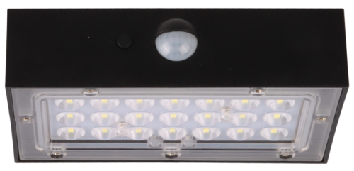 Solarna oprawa ścienna LED z czujnikiem ruchu, czarna 3W, 4000K, 350 lm, IP65, 3,7 V, 1,2Ah LSBB3W Tracon Electric