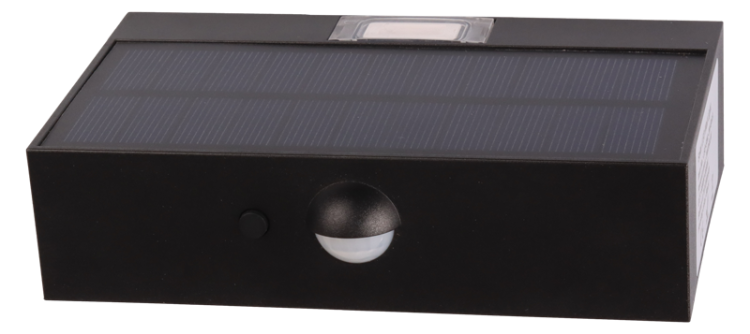 Solarna oprawa ścienna LED z czujnikiem ruchu, czarna 3W, 4000K, 350 lm, IP65, 3,7 V, 1,2Ah LSBB3W Tracon Electric