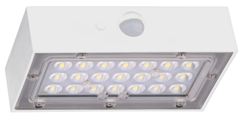 Solarna oprawa ścienna LED z czujnikiem ruchu, biała 3W, 4000K, 350 lm, IP65, 3,7 V, 1,2Ah LSBW3W Tracon Electric