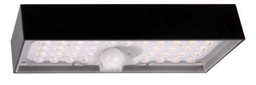 Solarna oprawa ścienna LED z czujnikiem ruchu, czarna 6W, 4000K, 900 lm, IP65, 3,7 V, 3Ah LSBB6W Tracon Electric