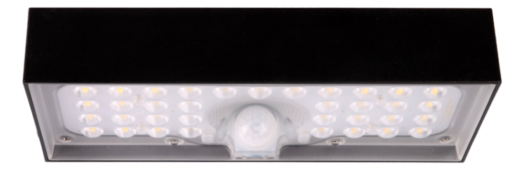 Solarna oprawa ścienna LED z czujnikiem ruchu, czarna 6W, 4000K, 900 lm, IP65, 3,7 V, 3Ah LSBB6W Tracon Electric