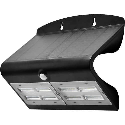 Solarna oprawa ścienna LED z czujnikiem ruchu, czarna 6,8 W, 4000 K, 800 lm, IP65, 3,7 V, 4 Ah LSLBB7W Tracon Electric