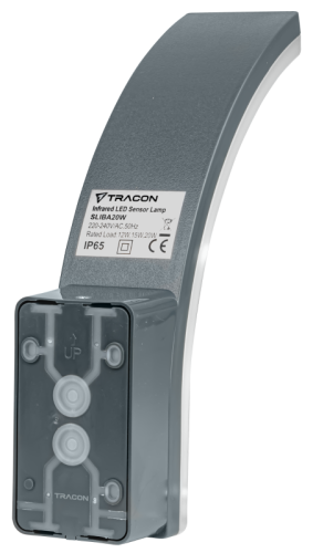 Kinkiet natynkowy z czujnikiem ruchu, zaokrąglony, antracyt 230VAC, 20W, 140°, 2-9m,10s-15m, 4500K , IP65, 2300lm, EEI=E SLIBA20W Tracon Electric