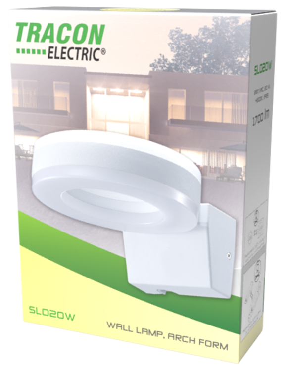 Oprawa naścienna, pierścieniowa 230 VAC, 20 W, 1700 lm, 4500K, IP65, EEI=F SLO20W Tracon Electric