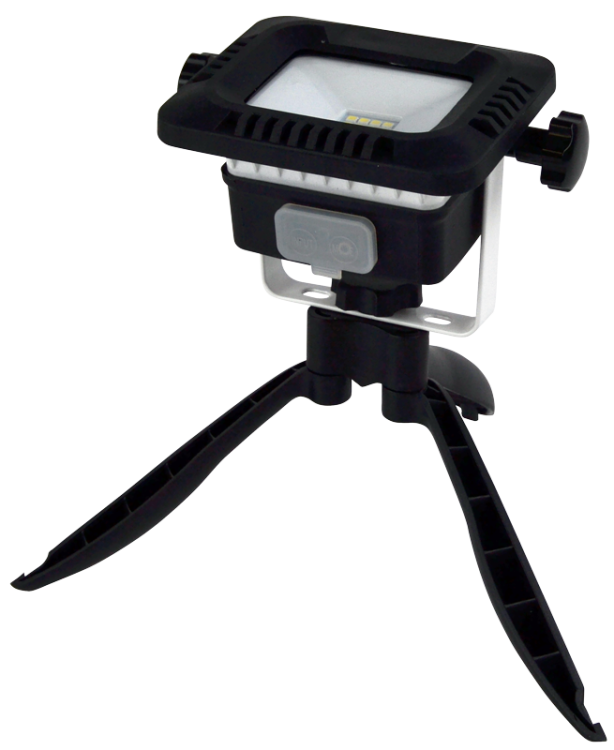 Reflektor LED ze składanym stojakiem 180-240 VAC, 10W, IP44, 4000K, 3,7V 4400mAh, 800lm, RSMDTRI10W Tracon Electric