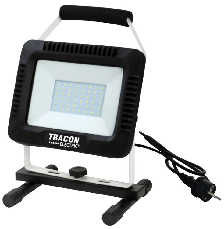 Przenośny refkletor montażowy LED 220-240 VAC, 30W, 2400lm, IP65, 4000K, EEI=G RSMDAW30W Tracon Electric