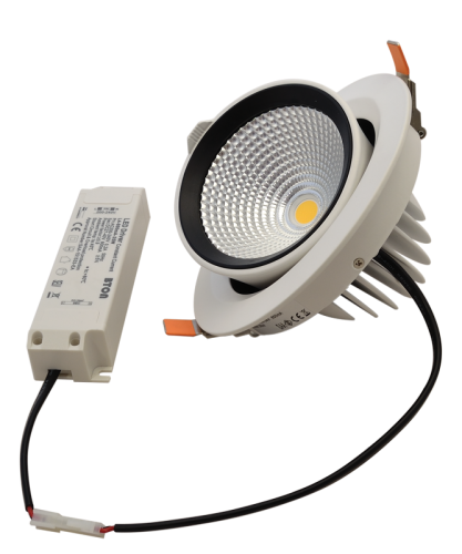 Oprawa LED do sufitów podwieszanych, obrotowa 230 V, 50 Hz, 35 W, 3500 lm, 4000 K, EEI=F DLCOBA35W Tracon Electric