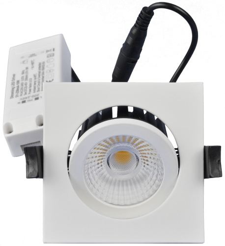 Obrotowa oprawa LED do sufitów podwieszanych, kwadratowa 230 V, 50Hz, 5W, 4000K, 510lm, 60°, IP65, EEI=F DLNCOBD5W Tracon Electric
