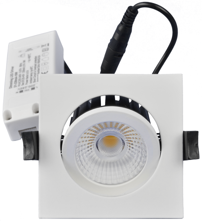 Obrotowa oprawa LED do sufitów podwieszanych, kwadratowa 230 V, 50Hz, 13W, 4000K, 1210lm, 60°, IP65, EEI=F DLNCOBD13W Tracon Electric