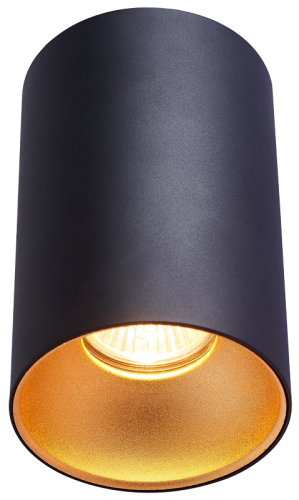 Reflektor sufitowy, cylindryczny, czarny ze złotym odbłyśnik 100-240VAC, 50Hz, 1xGU10, max.35W SPGU10MGB Tracon Electric