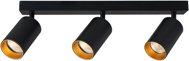 Reflektor sufitowy, regulowany,czarny ze złotym odbłyśnikiem 100-240VAC, 50Hz, 3xGU10, max.3x35W SPGU10MA3GB Tracon Electric