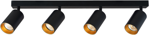 Reflektor sufitowy, regulowany,czarny ze złotym odbłyśnikiem 100-240VAC, 50Hz, 4xGU10, max.4x35W SPGU10MA4GB Tracon Electric