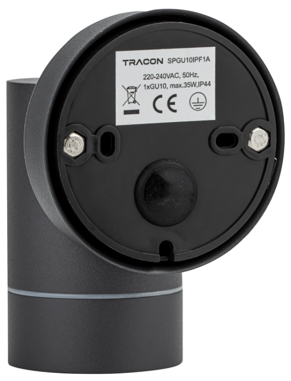 Reflektor ścienny, zewnętrzny, antracyt 100-240VAC, 50Hz, 1xGU10, max.35W, IP44 SPGU10IPF1A Tracon Electric