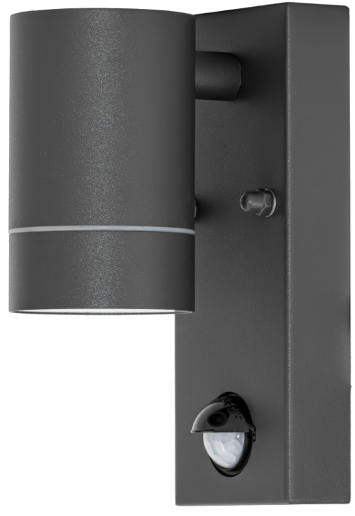 Reflektor ścienny zewnętrzny, z cz. ruchu antracyt 100-240VAC,50Hz,1xGU10,ma.35W,10s-4min,max 8m,3-2000lx,IP44 SPGU10IPFS1A Tracon Electric