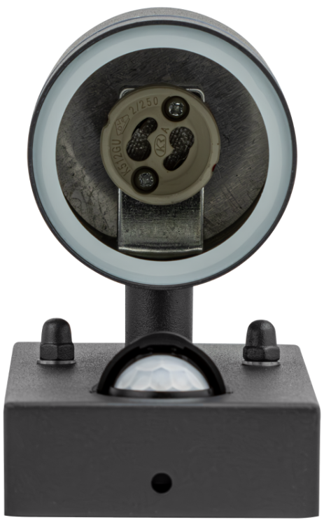 Reflektor ścienny zewnętrzny, z cz. ruchu antracyt 100-240VAC,50Hz,1xGU10,ma.35W,10s-4min,max 8m,3-2000lx,IP44 SPGU10IPFS1A Tracon Electric