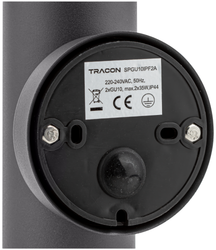Reflektor ścienny, zewnętrzny, antracyt 100-240VAC, 50Hz, 2xGU10, max.35W, IP44 SPGU10IPF2A Tracon Electric