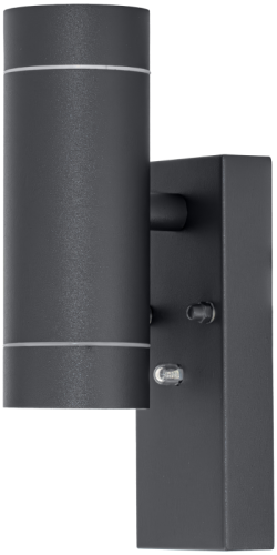 Reflektor ścienny zewnętrzny, z cz. zmierzchu antracyt 100-240VAC, 50Hz, 2xGU10, max.35W, 30lux, IP44 SPGU10IPFA2A Tracon Electric