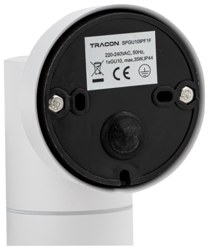 Reflektor ścienny, zewnętrzny, biały 100-240VAC, 50Hz, 1xGU10, max.35W, IP44 SPGU10IPF1F Tracon Electric