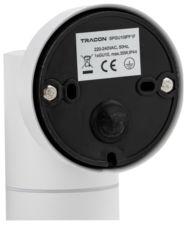 Reflektor ścienny, zewnętrzny, biały 100-240VAC, 50Hz, 1xGU10, max.35W, IP44 SPGU10IPF1F Tracon Electric