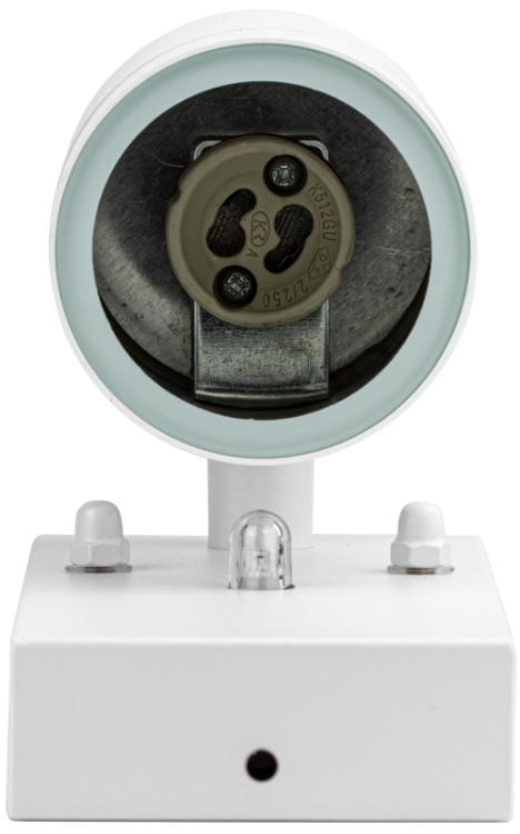 Reflektor ścienny zewnętrzny, z cz. zmierzchu biały 100-240VAC, 50Hz, 1xGU10, max.35W, 30lux, IP44 SPGU10IPFA1F Tracon Electric