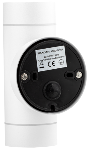 Reflektor ścienny, zewnętrzny, biały 100-240VAC, 50Hz, 2xGU10, max.35W, IP44 SPGU10IPF2F Tracon Electric