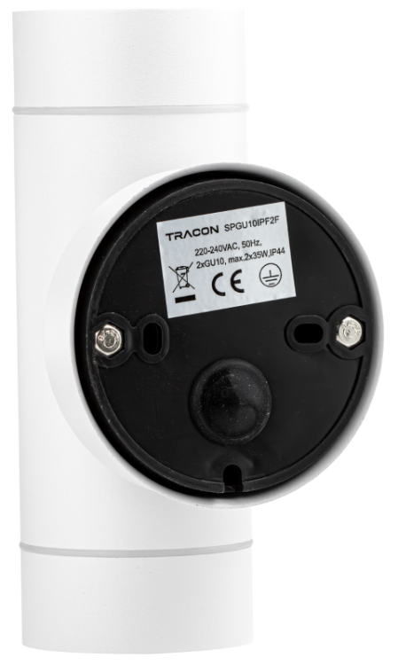 Reflektor ścienny, zewnętrzny, biały 100-240VAC, 50Hz, 2xGU10, max.35W, IP44 SPGU10IPF2F Tracon Electric