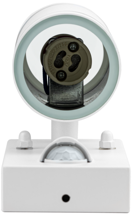 Reflektor ścienny zewnętrzny, z cz ruchu biały 100-240VAC,50Hz,2xGU10,max35W,10s-4min,max 8m,3-2000lx,IP44 SPGU10IPFS2F Tracon Electric