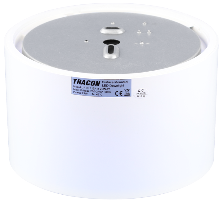 Oprawa naścienna ze zmienną barwą światłą, okrągła 230V,18W,3000/4000/5700K,1440/1670/1530lm, 90°,IP54, EEI=F DLFTRIO18W Tracon Electric