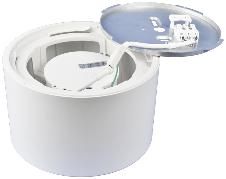 Oprawa naścienna ze zmienną barwą światłą, okrągła 230V,18W,3000/4000/5700K,1440/1670/1530lm, 90°,IP54, EEI=F DLFTRIO18W Tracon Electric