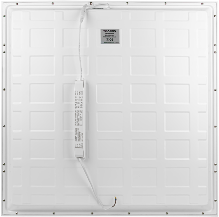 Panel LED, kwadratowy, typu backlit, UGR<21 230VAC,50Hz,40W,4000lm,4000K,IP40,UGR<21,595x595mm,EEI=F LPX606040NW Tracon Electric