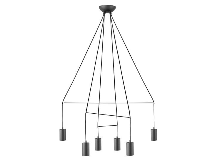 Lampa sufitowa wisząca Industrialna Loft IMBRIA BLACK VI 9677 NOWODVORSKI Lighting GU10 x6 oświetleniowa żyrandol nowoczesna metal do Kuchni Jadalni nad stół blat wyspę czarna zwis Inspiracje Premium