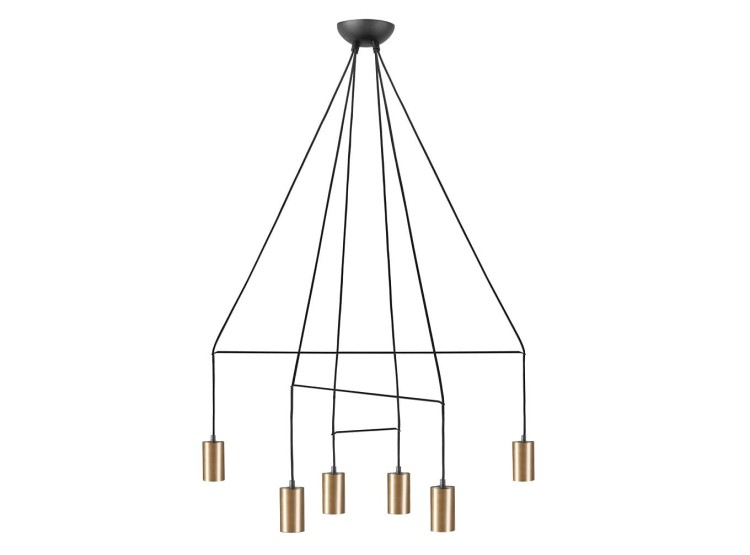 Lampa sufitowa wisząca Industrialna Loft IMBRIA SOLID BRASS VI 7956 NOWODVORSKI Lighting GU10 x6 oświetleniowa żyrandol nowoczesna metal do Kuchni Jadalni nad stół blat wyspę mosiądz złoto-czarna złota zwis Inspiracje Premium